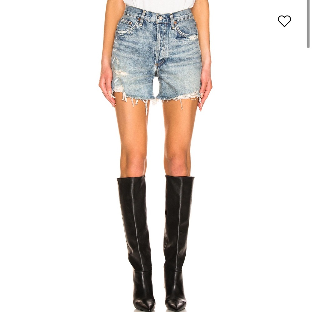 Agolde Dee Short - Blue Distressed Jean Shorts
